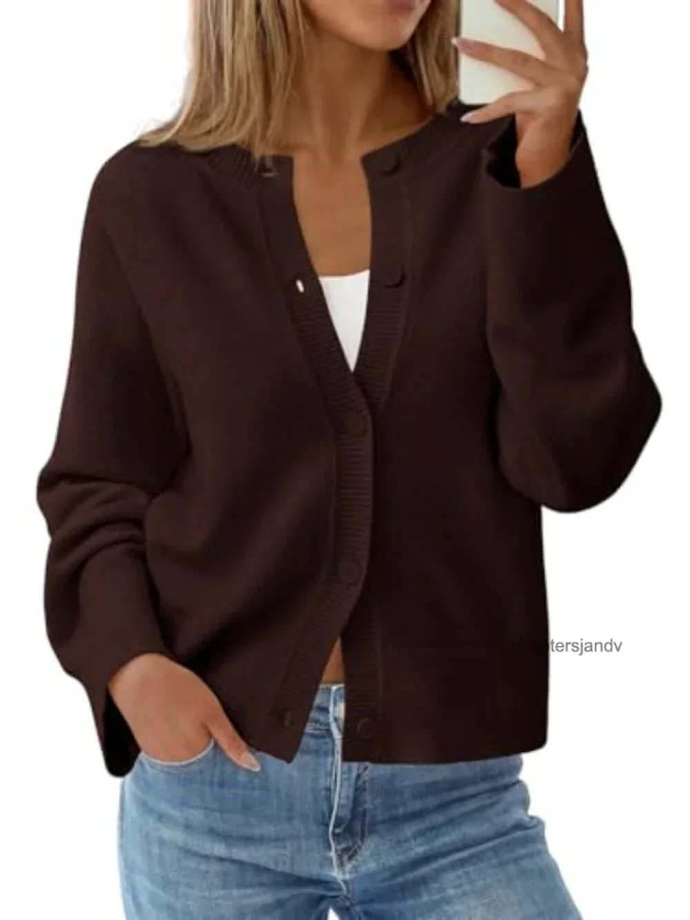 Oversized Chunky Knit Cardigan Button Up Bell Sleeve Women Sweater